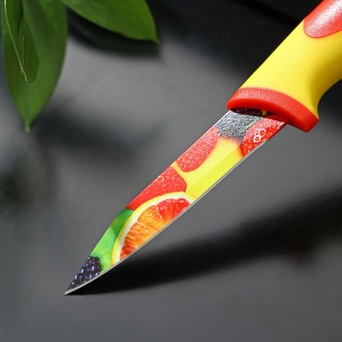 фото Нож кухонный с антиналипающим покрытием доляна «фрукты», лезвие 8 см