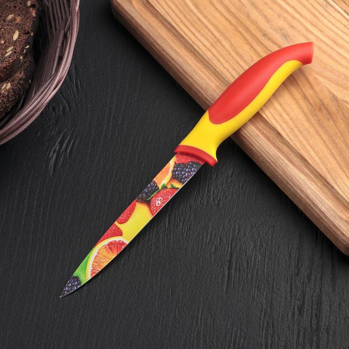 Нож кухонный с антиналипающим покрытием Доляна «Фрукты», лезвие 12 см