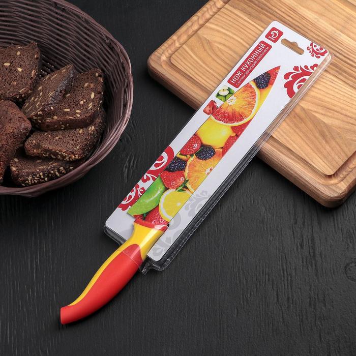 Нож кухонный с антиналипающим покрытием Доляна «Фрукты», лезвие 20 см