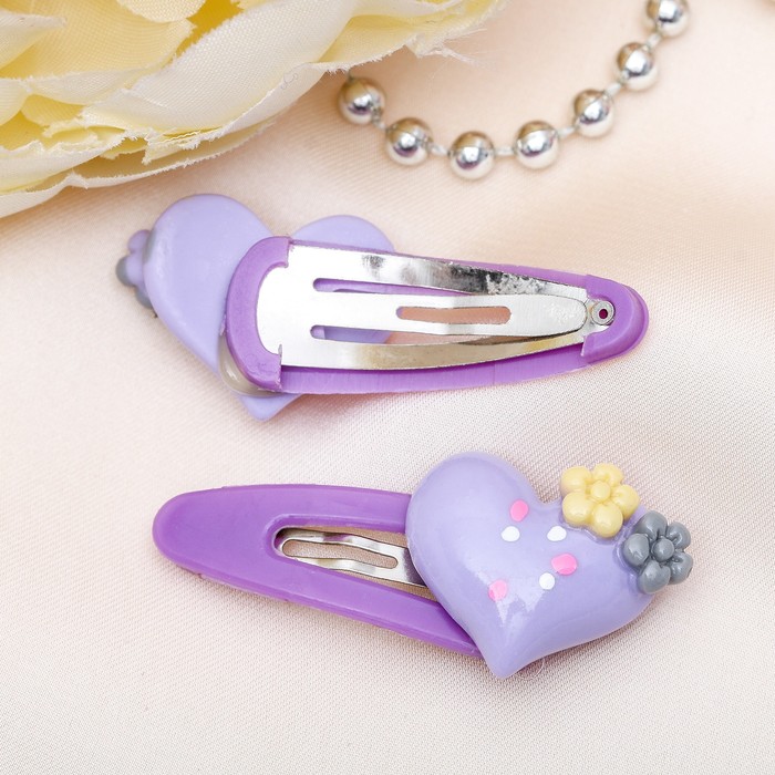 Невидимка для волос "Душка" 4 см (набор 30 шт) сердце, микс