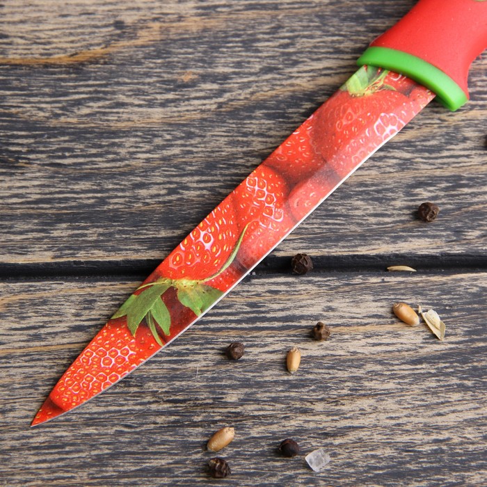 Нож с антиналипающим покрытием 12 см "Клубника"