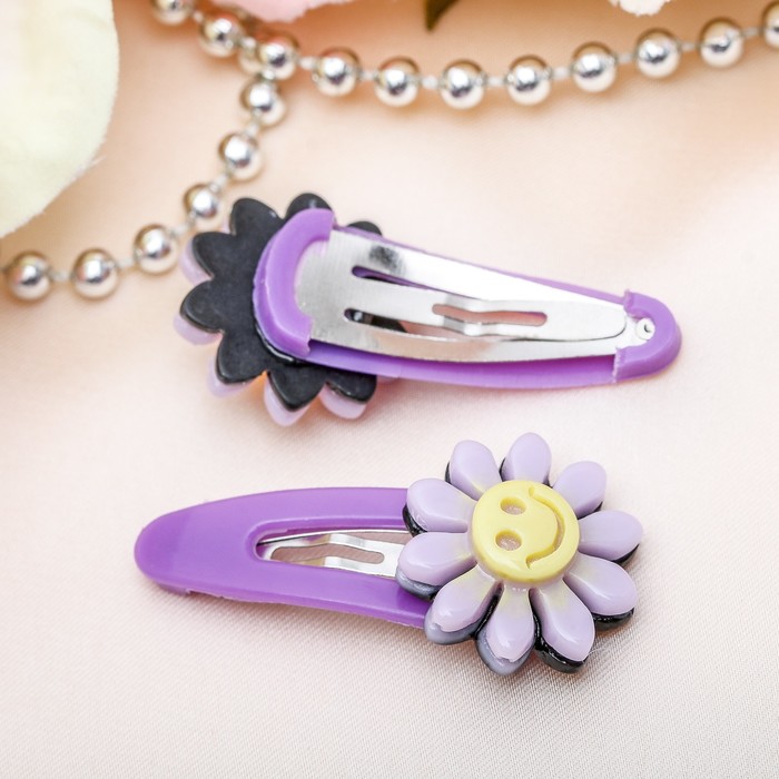 Невидимка для волос "Забава" 4 см (набор 30 шт) ромашка, микс