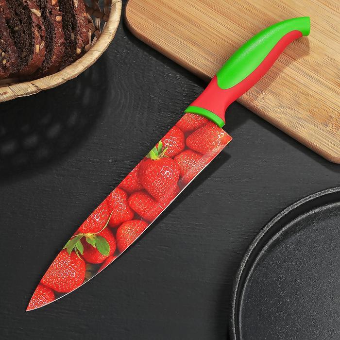 Нож с антиналипающим покрытием 20 см "Клубника"