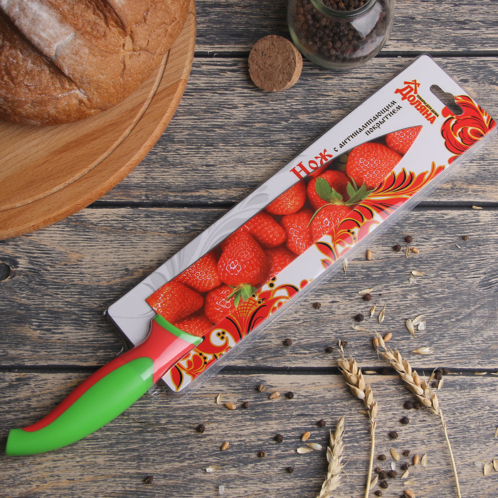 Нож с антиналипающим покрытием 20 см "Клубника"