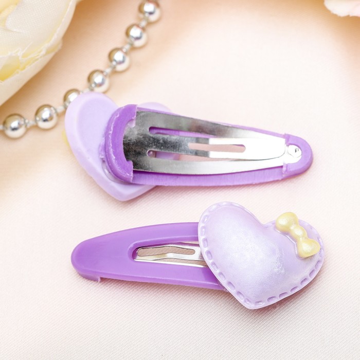 Невидимка для волос "Перламутр" 4 см (набор 30 шт) сердце, микс