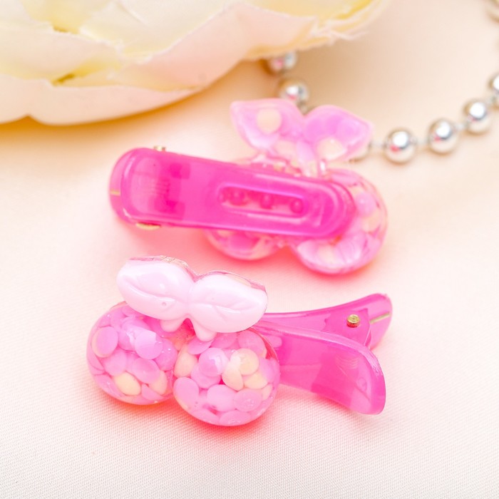 Зажим для волос "Мурано" 3 см (набор 30 шт) вишенки, микс