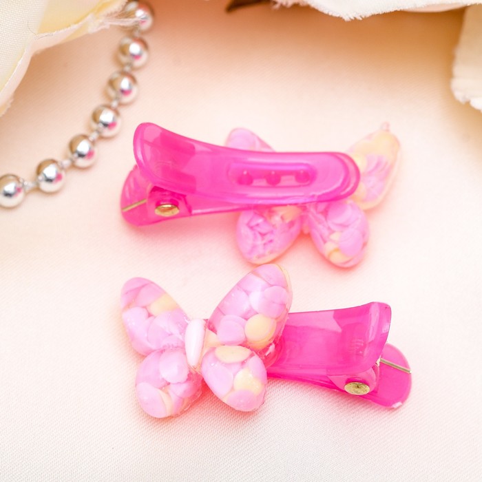 Зажим для волос "Мурано" 3 см (набор 30 шт) бабочка, микс