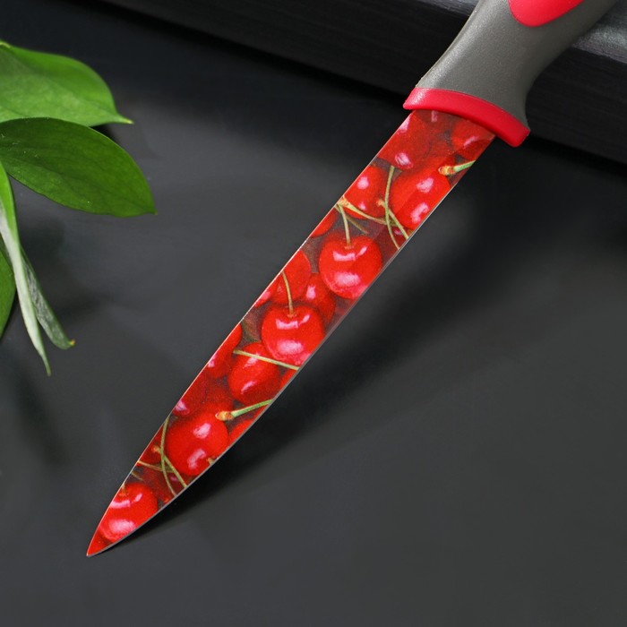 фото Нож с антиналипающим покрытием доляна «вишенки», лезвие 12 см