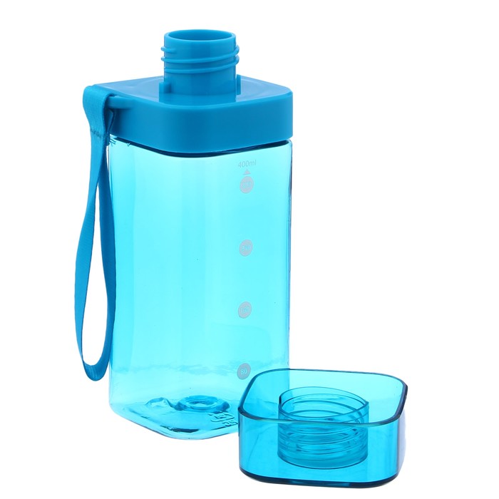 Бутылка для воды 400 мл, спортивная, прямая, на ремешке, микс, 5.5х16 см