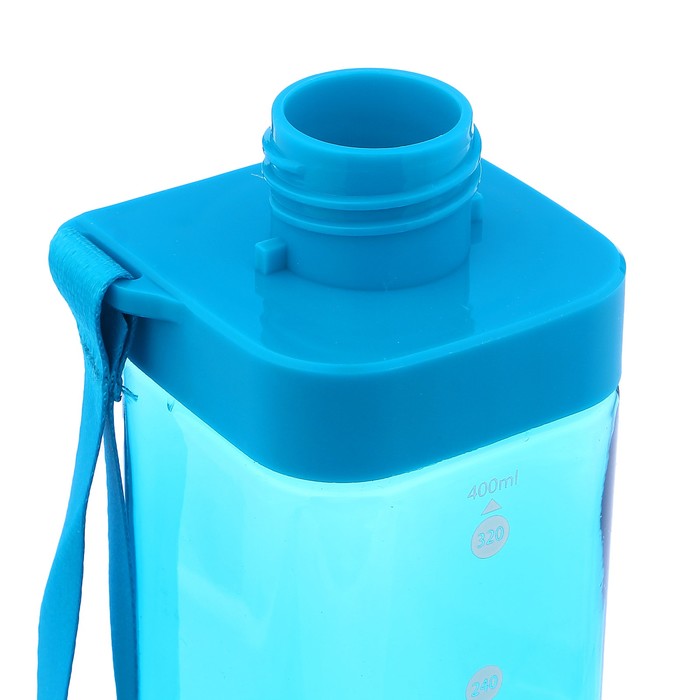 Бутылка для воды 400 мл, спортивная, прямая, на ремешке, микс, 5.5х16 см