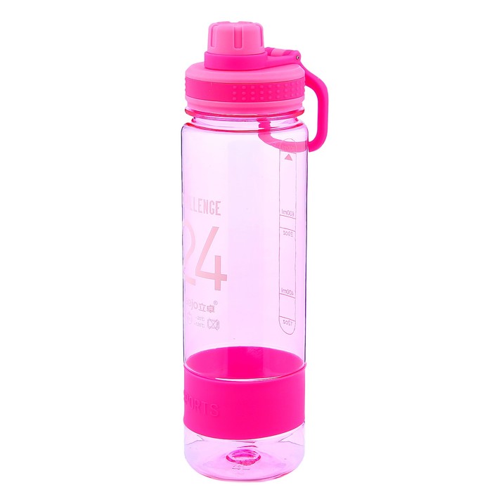Бутылка для воды 900 мл Challenge 24, силиконовый ремешок внизу, микс, 7х27 см