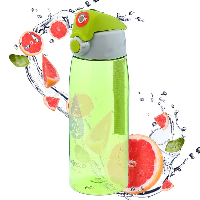 Бутылка для воды 750 мл «Капля», спортивная, на ремешке, мерная шкала, микс, 7х22.5 см