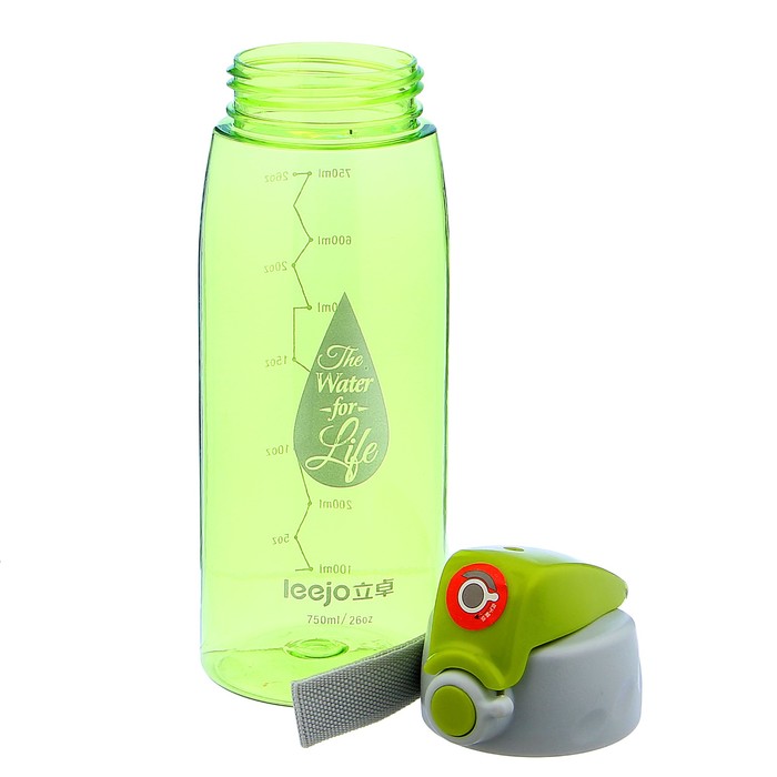 Бутылка для воды 750 мл «Капля», спортивная, на ремешке, мерная шкала, микс, 7х22.5 см