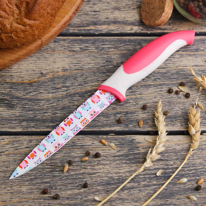 Нож с антиналипающим покрытием 12 см "Совушки"