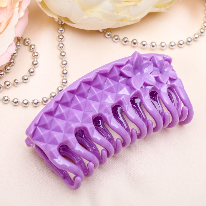 Краб для волос "Переплёт" 8 см цветы, микс