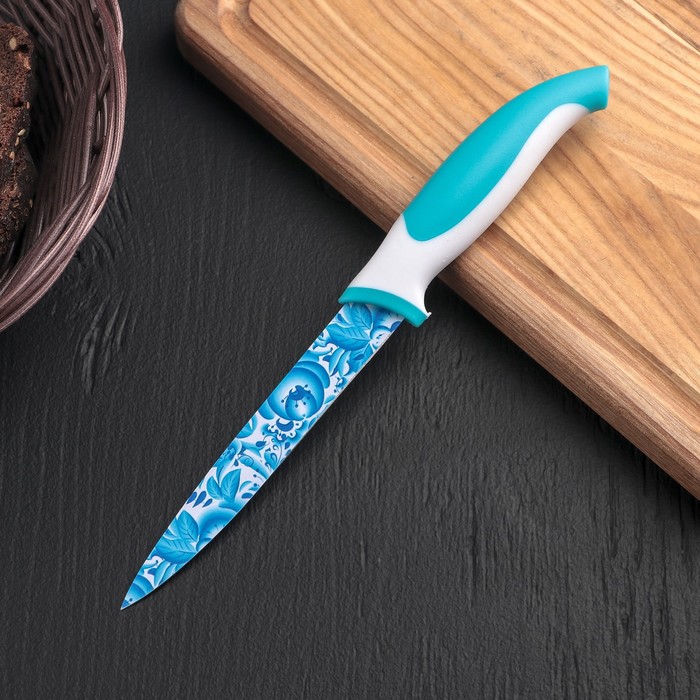 Нож с антиналипающим покрытием 12 см "Гжель"