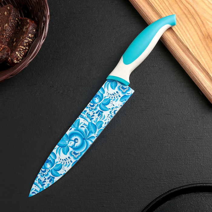 Нож с антиналипающим покрытием 20 см "Гжель"