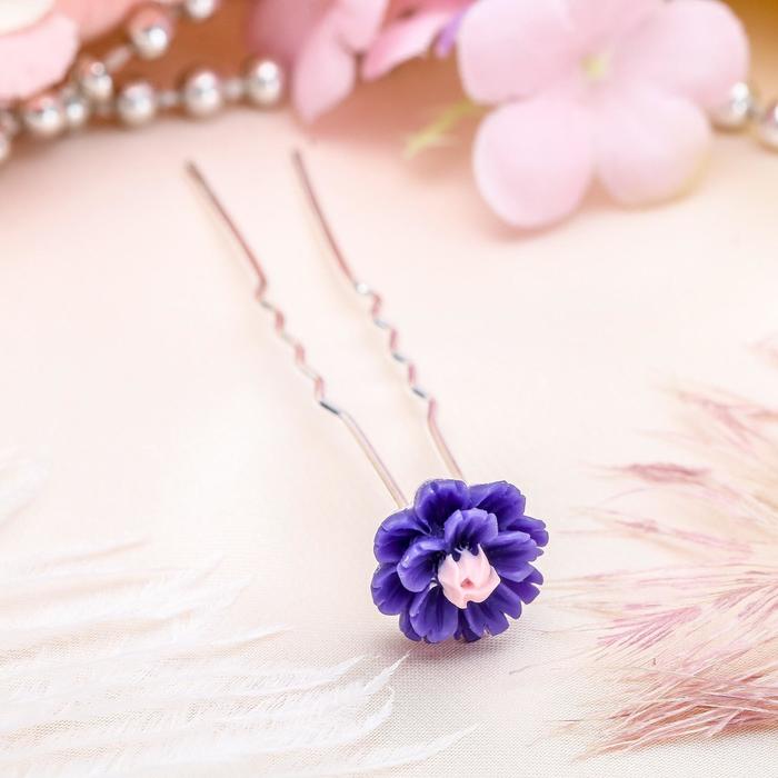 Шпилька для волос "Цветик" 1,2 см василёк,микс
