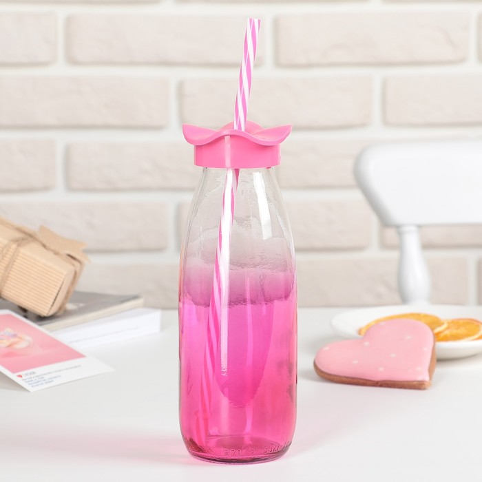 Бутылка 500 мл "Цветок", цвета МИКС