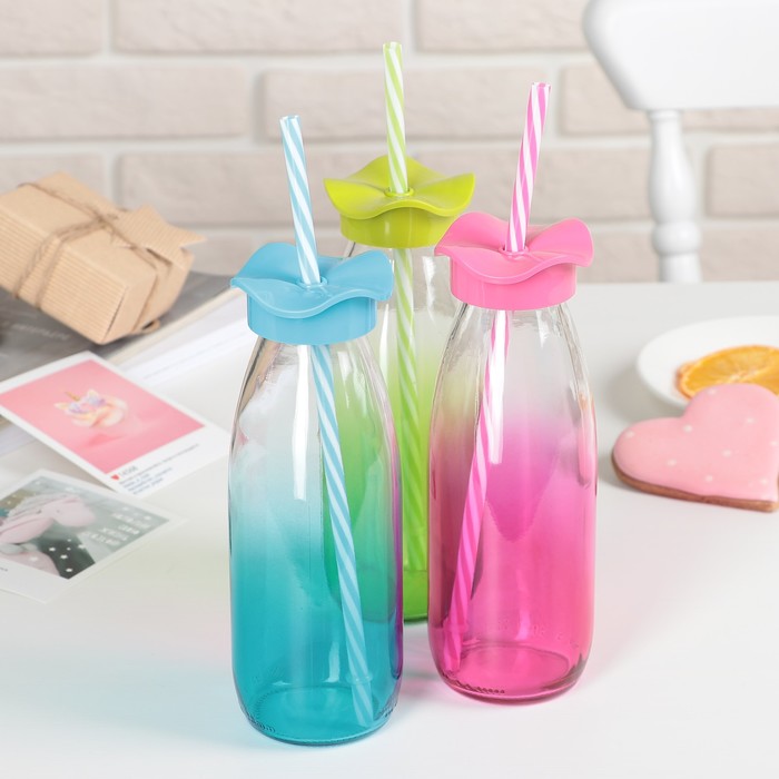 Бутылка 500 мл "Цветок", цвета МИКС