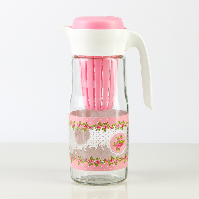 Кувшин с пластиковым ситом 1,4 л "Джоли", цвет розовый