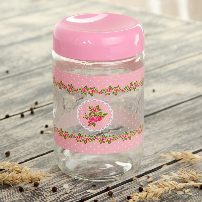 Банка для сыпучих продуктов 660 мл "Джоли", цвет розовый