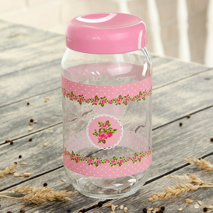 Банка для сыпучих продуктов 1 л "Джоли", цвет розовый