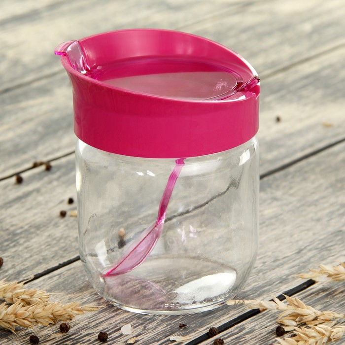 Банка для сыпучих продуктов 425 мл "Отто", с ложечкой, цвета МИКС