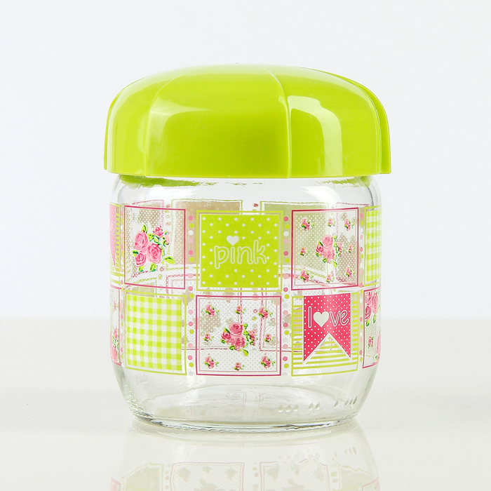 Банка для сыпучих продуктов 425 мл "Рея", цвет зеленый