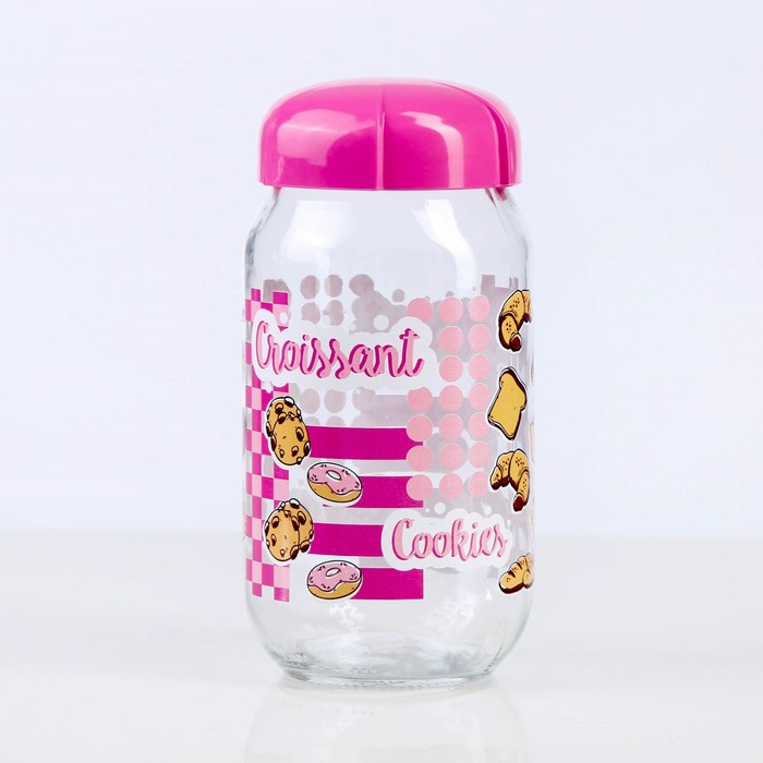 Банка для сыпучих продуктов 1 л "Рея", цвет розовый