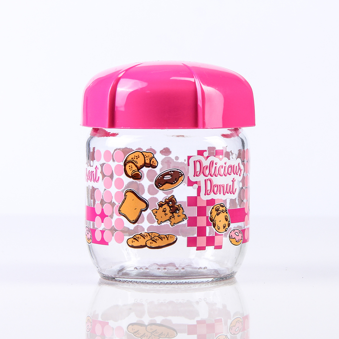 Банка для сыпучих продуктов 425 мл "Рея", цвет розовый