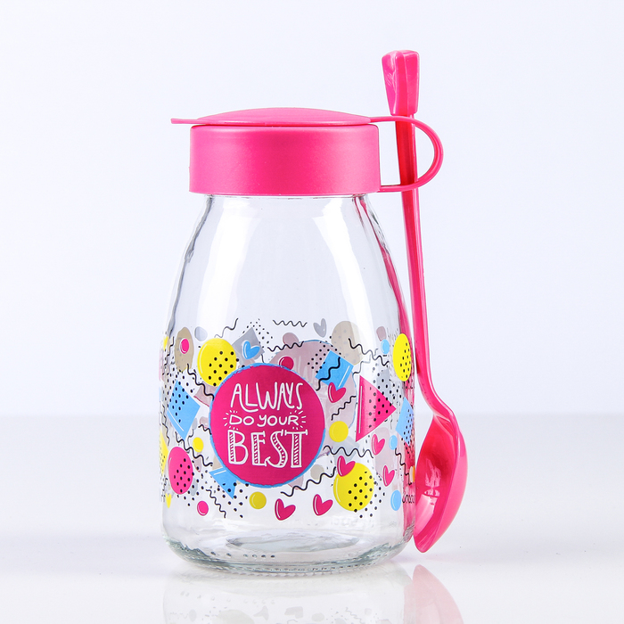 Банка с ложкой 500 мл "Мая", цвета МИКС