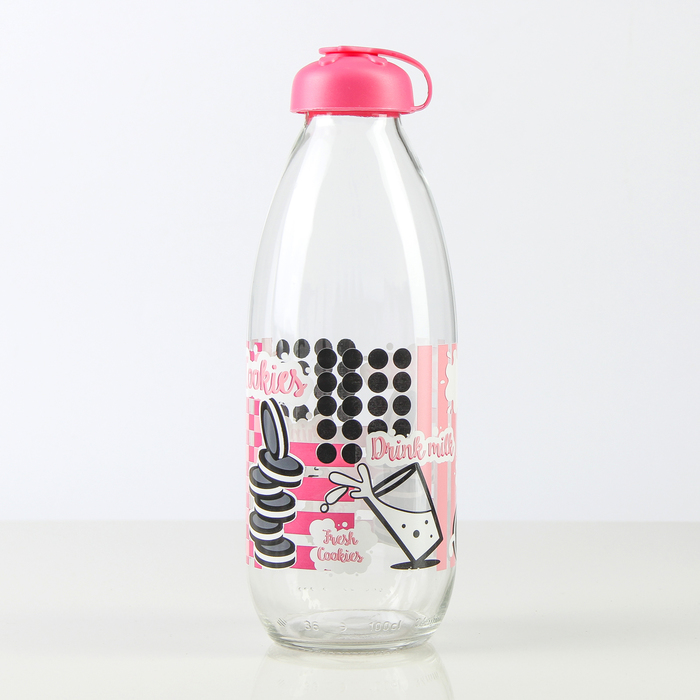 Бутылка для молока 1 л "Молочный путь", рисунок МИКС