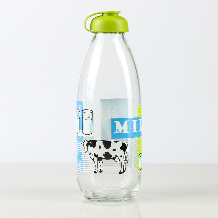 Бутылка для молока 1 л "Молочный путь", рисунок МИКС