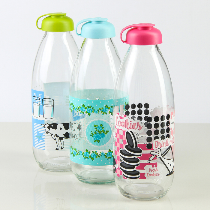 Бутылка для молока 1 л "Молочный путь", рисунок МИКС