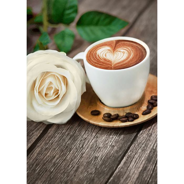 Картина стразами "Кофе и роза"