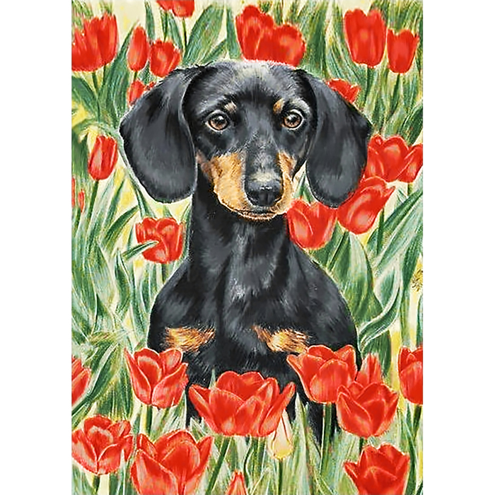 Картина стразами "Такса в маках"