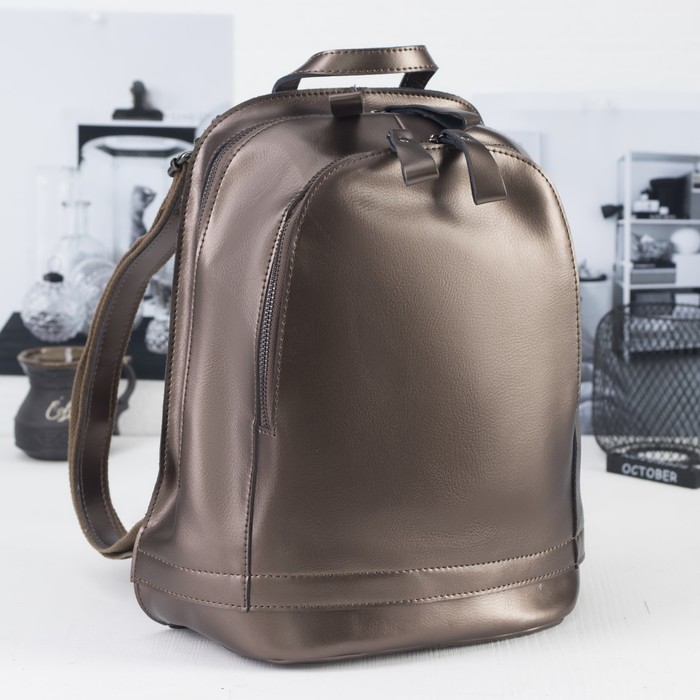 Рюкзак молодёжный на молнии, 1 отдел, 2 наружных кармана, цвет бронзовый