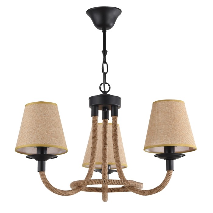 Люстра подвесная Corda 3x60W E14 черное золото 62x62x71см