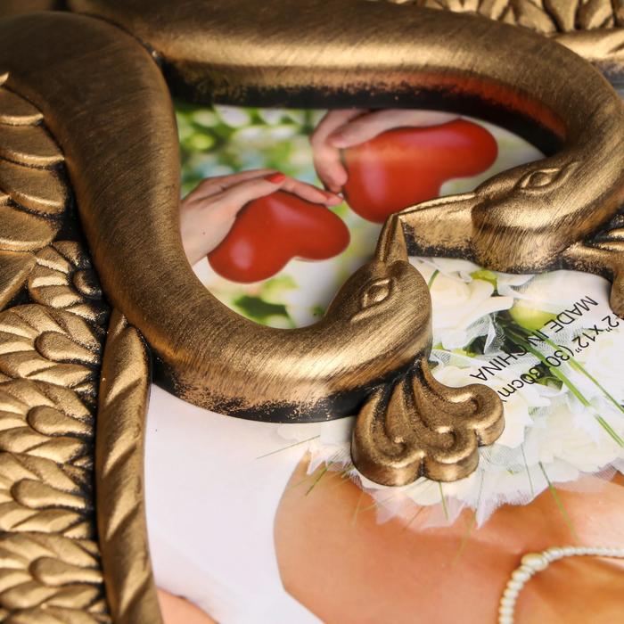 Фоторамка пластик 30х30 см "Павлины. Сердце" золото 39х42 см