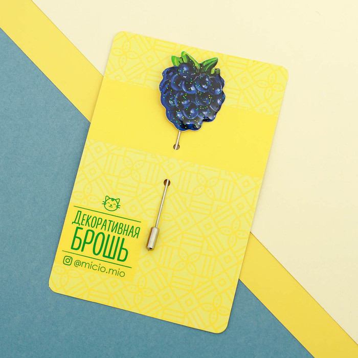 Брошь на открытке "Ежевика"
