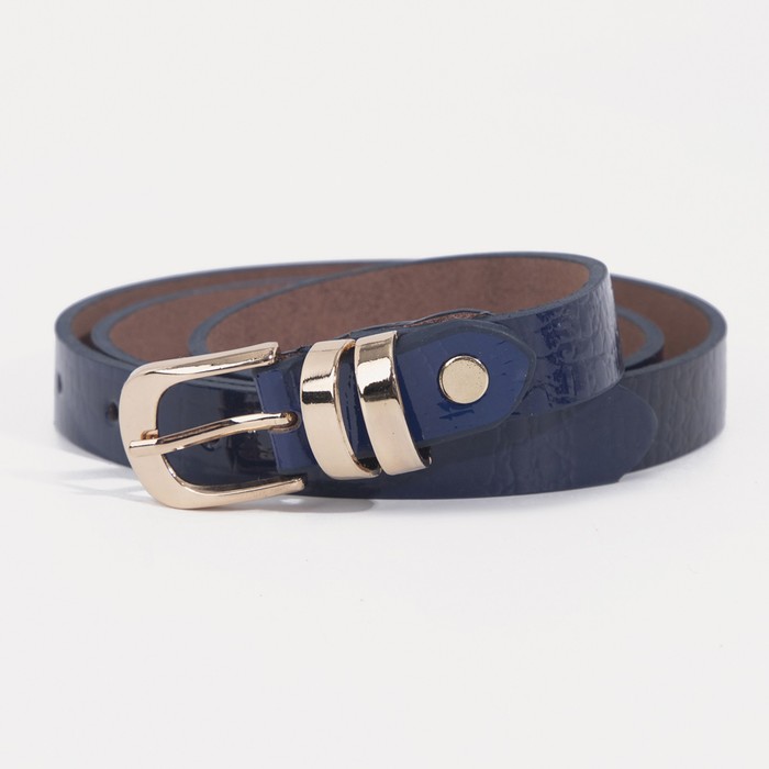 Ремень женский "Кейт", винт, пряжка и хомут под золото, цвет синий
