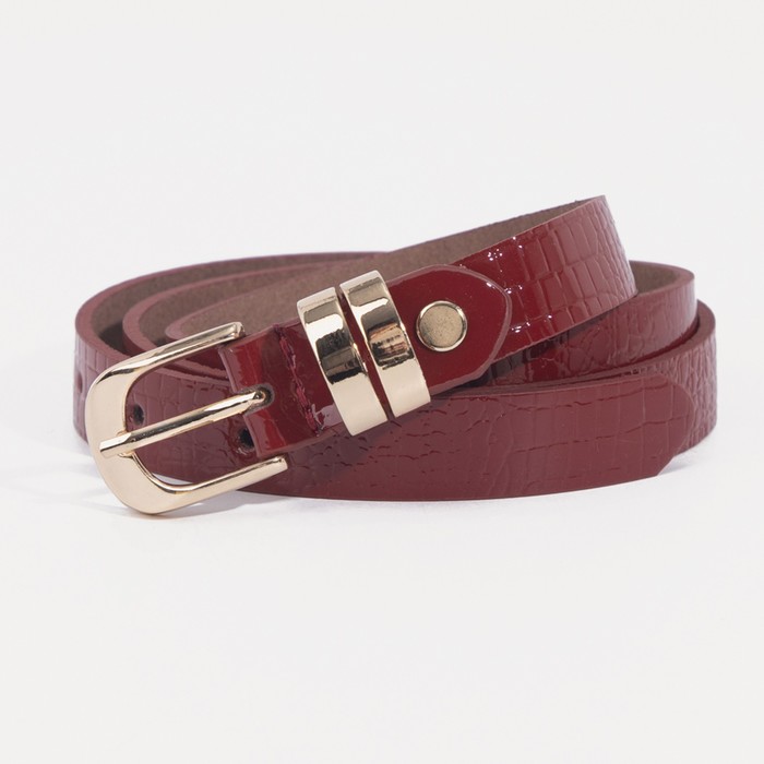 Ремень женский "Кейт", винт, пряжка и хомут под золото, цвет красный