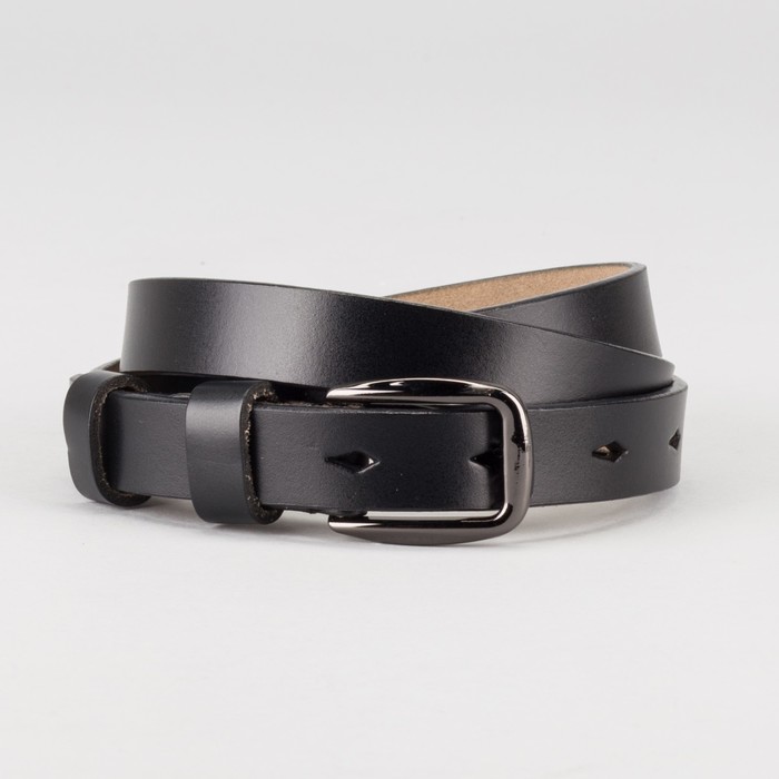 Ремень женский "Сабина", гладкий, винт, пряжка тёмный металл, цвет чёрный