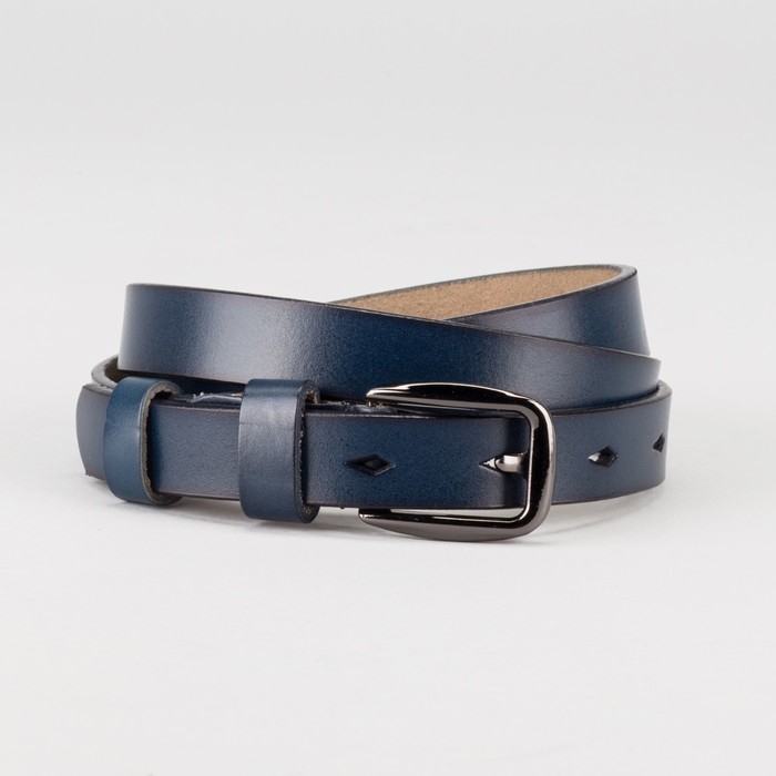Ремень женский "Сабина", гладкий, винт, пряжка тёмный металл, цвет синий