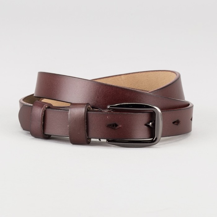 Ремень женский "Сабина", гладкий, винт, пряжка тёмный металл, цвет кофе