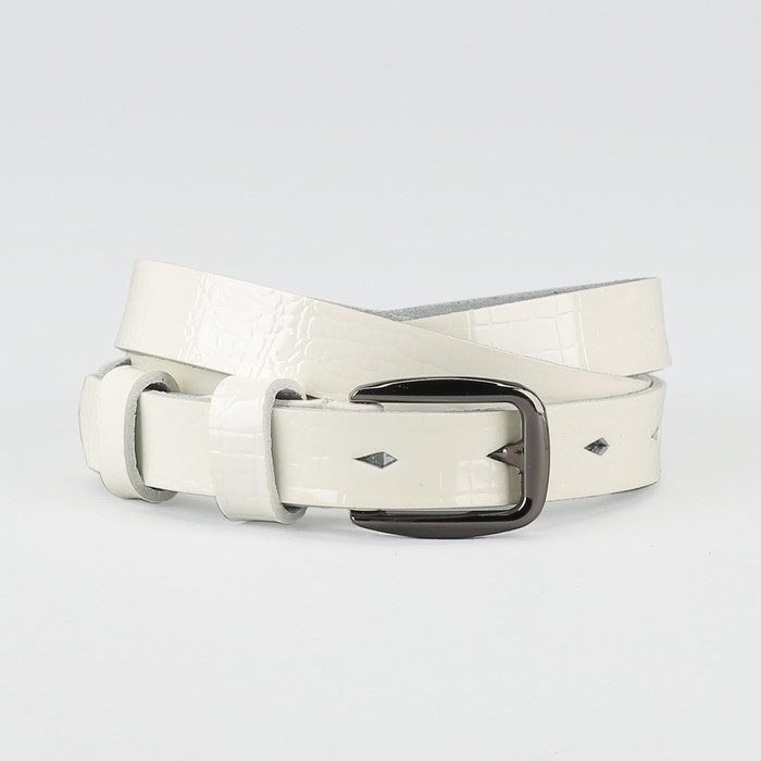 Ремень женский "Джейн", винт, пряжка тёмный металл, цвет белый