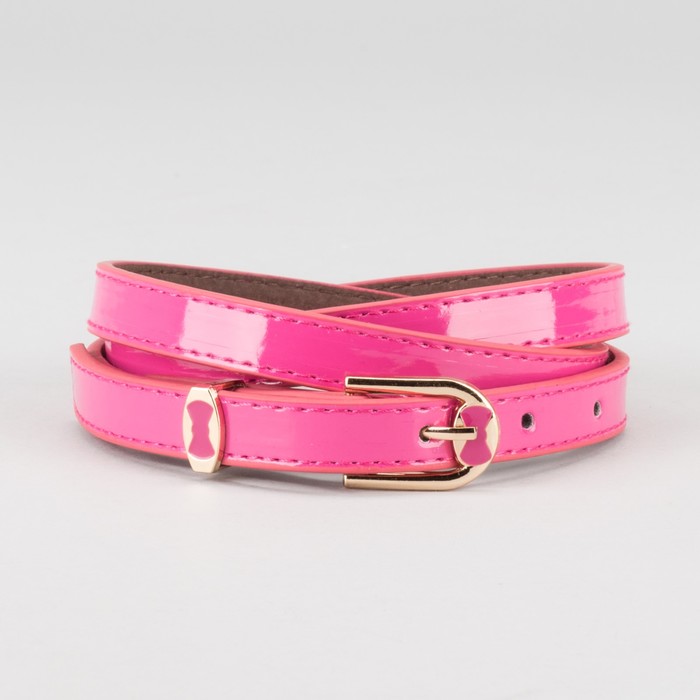 Ремень женский "Теона", пряжка и хомут под золото, 2 строчки, цвет малиновый