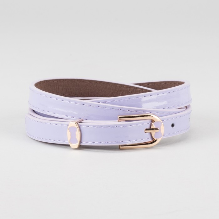 Ремень женский "Теона", пряжка и хомут под золото, 2 строчки, цвет сиреневый