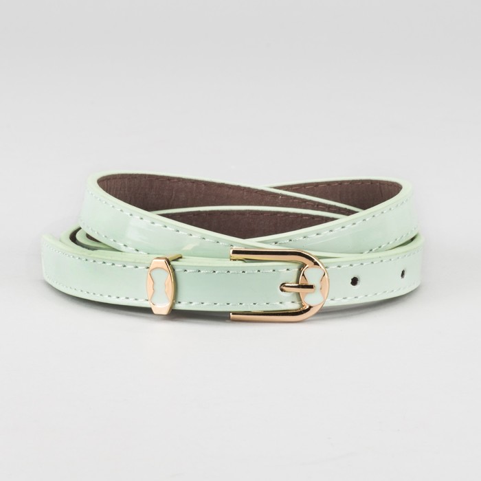 Ремень женский "Теона", пряжка и хомут под золото, 2 строчки, цвет мятный